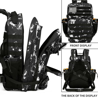 45L Military Tactical Backpacks 3 Days Assault PackBag Fitness Rucksack Hiking Molle Daypack (Black Lightning) - color: Black Lightning