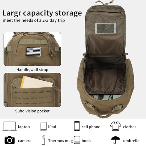 30L Hiking Backpack Lightweight Outdoor Daypack Camping Backpack Outdoor Travel Daypack Day Pack for Man Woman (Khaki) - color: Khaki