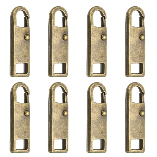 uxcell 8Pcs Zipper Pull Replacement, Metal Zipper Handle Mend Fixer Tab Repair for Luggage Suitcase Backpack Jacket Bags Boots Coat Handbags, Bronze Small - color: Bronze, size: Small