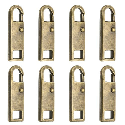 uxcell 8Pcs Zipper Pull Replacement, Metal Zipper Handle Mend Fixer Tab Repair for Luggage Suitcase Backpack Jacket Bags Boots Coat Handbags, Bronze Small - color: Bronze, size: Small
