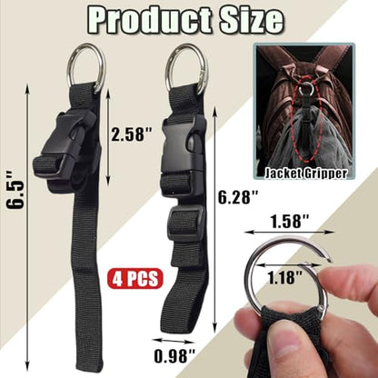 4 Pack Adjustable Luggage Straps with Secure Buckles & Hooks Extra Strong Suitcase Belt for Travel Attach Extra Bags Backpacks Jackets Durable Travel Accessories for Connecting & Carrying (Black-4Pcs)