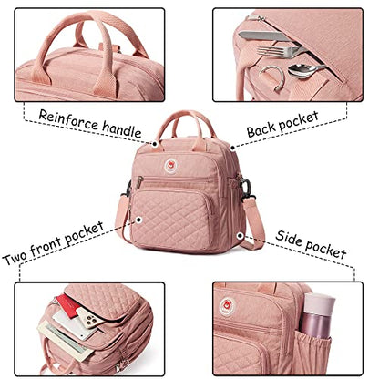 Insulated Lunch Bag Backpack for Women/Men, 3 carrying way Lunch Tote, Large Waterproof Cooler Box with Side pockets for Adults, College, Work, Beach, Picnic, Pink - color: Pink