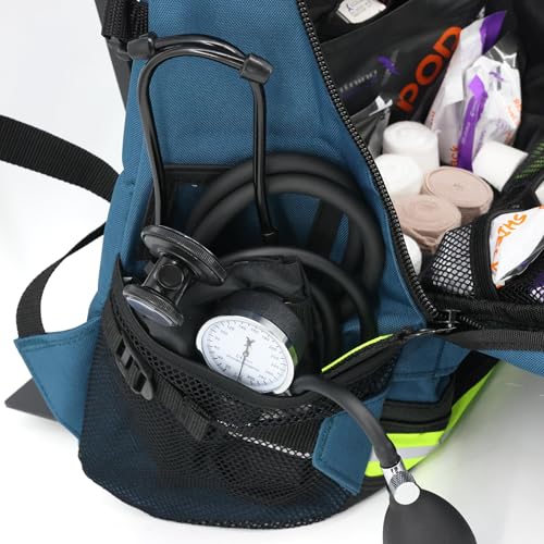 Lightning X First Responder EMT/EMS Backpack Stocked First Aid Supplies Kit B (Navy Blue) - color: Navy Blue Bag W/ Supplies