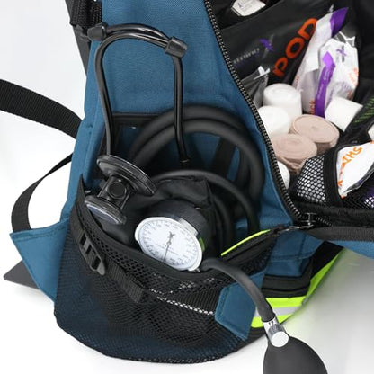 Lightning X First Responder EMT/EMS Backpack Stocked First Aid Supplies Kit B (Navy Blue) - color: Navy Blue Bag W/ Supplies