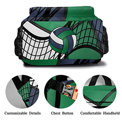 Personalized Custom Volleyball Green Black Backpack Lightweight Travel Hiking Causual Bag With Name - color: Design 2