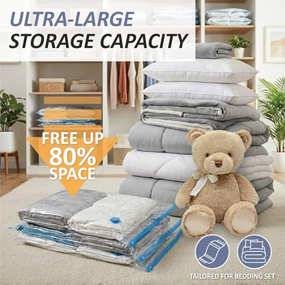 Cozy Essential Vacuum Storage Bags, 80% Compression Vacuum Seal Space Saver Plastic Packaging Bags for Clothes, Blankets, Pillow, Bedding, Comforters, Sealer Clothing Storage,4 XXL Jumbo - size: XXL Jumbo