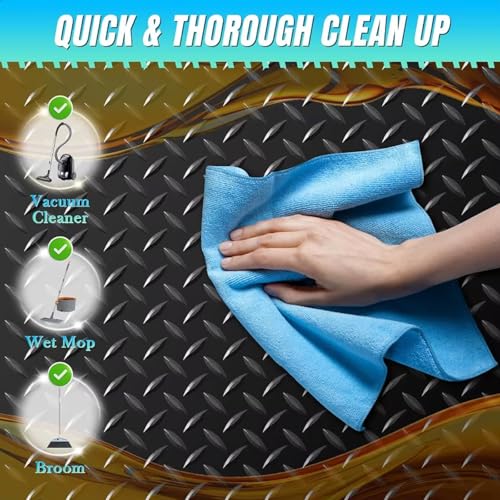 Heavy Duty Diamond-Plate Rubber Flooring Roll 4x8 FT, Multi-Purpose Waterproof Anti-Slip Floor Mat, Easy to Clean Under Equipment, Mats for Garage, Gym, Stable, Basement, Kennel - size: 4 ft x 8 ft x 0.1 in