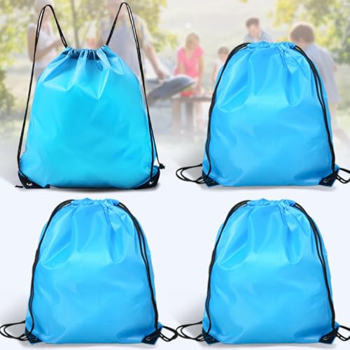 Drawstring Backpack 4PCS Bulk String Backpack Drawstring Bags Sport Gym Cinch Bag Nylon String Bag for Women Men (Sky Blue 4PCS) - color: Sky Blue 4pcs