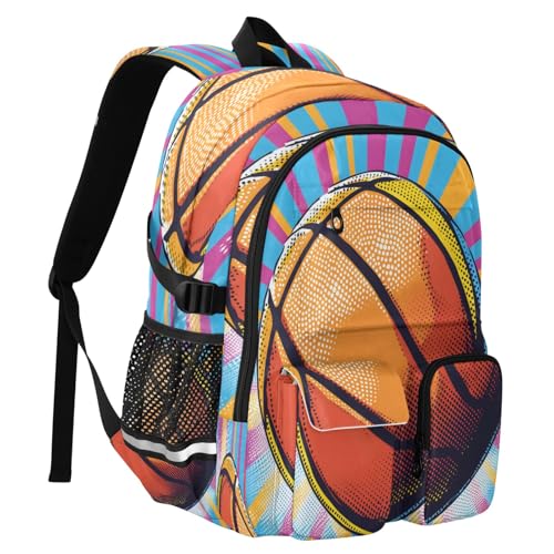 Bolaz Pattern Of A Basketball Travel Backpack 14 Inch Laptop Computer Bag Sturdy School Bag College Bookbag