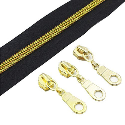 YaHoGa 50PCS #5 Gold Pulls for Nylon Coil Zippers - Gold Zipper Sliders for Luggages, Purses, Bags Bulk - color: Gold