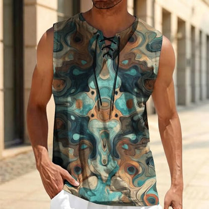 domirica Mens Summer Casual Sleeveless Shirts Plus Size Oversized Trendy Lightweight Pull On Tank Top - color: Aqua, size: Medium