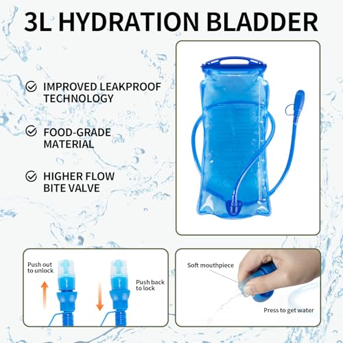 KABAQOO Hydration Backpack, 18L Multipurpose Hiking Backpack with 3L Water Bladder, Water Backpack Insulated Hydration Pack Ideal for Hiking and Cycling - color: Army Green