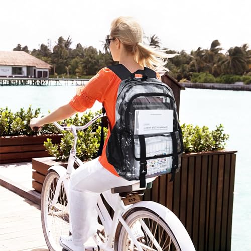 Clear Backpack, Large Clear Bag Stadium Approved Heavy Duty PVC Transparent See Through Backpacks for College, Stadium, Work, Security, Festival - color: White