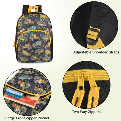 Trail maker 15 Inch Kids Backpacks for Boys & Girls | Preschool, Kindergarten, Elementary School Backpacks with Adjustable, Padded Straps (Tough Trucks) - color: Tough Trucks