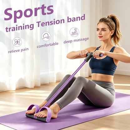 Pedal Resistance Band with Handle,4/6/8 Resistance Levels Elastic Pull Rope, Portable Fitness Bands for Leg Butt Training, Home Gym, Yoga, Pilates - size: 6 Levels（Purple ）