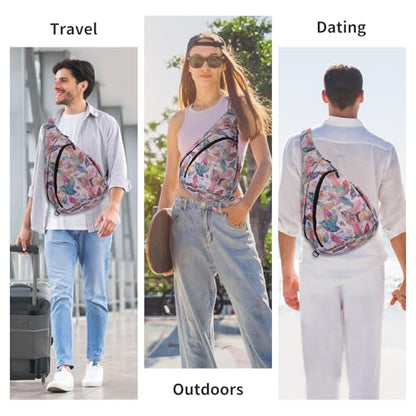 HUA ANGEL Crossbody Sling Bag for Men & Women Lightweight Waterproof Chest Shoulder Bag for Travel Hiking & Everyday Use - color: W-dried Leaf