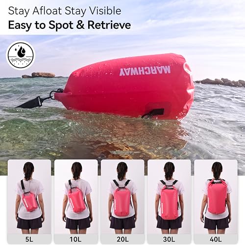 MARCHWAY Floating Waterproof Dry Bag Backpack 5L/10L/20L/30L/40L, Roll Top Sack Keeps Gear Dry for Kayaking, Rafting, Boating, Swimming, Camping, Hiking, Beach, Fishing - color: Pink, size: 5L