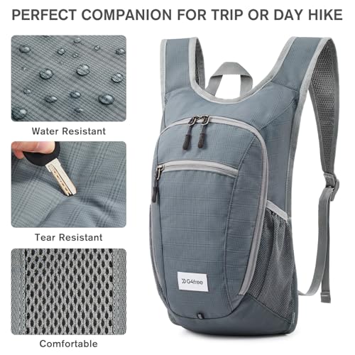 G4Free 10L/15L Hiking Backpack Lightweight Packable Hiking Daypack Small Travel Outdoor Foldable Shoulder Bag - color: Grey Checkered, size: 10L