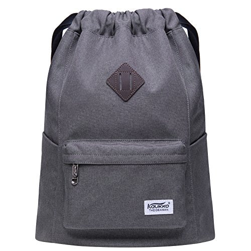 KAUKKO Drawstring Sports Backpack Gym Yoga Bag Shoulder Rucksack for Men and Women(2031-GRAY) - color: Dark Grey2031