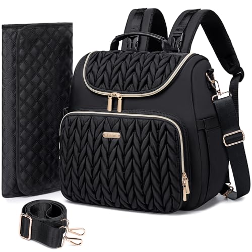 Tealari 4 in 1 Convertible Diaper Bag Backpack,Waterproof Baby Diaper Bag with Changing Pad,Converts into Baby Tote Bag,Diaper Backpack,Stroller Bag and Crossbody Diaper Bag - color: Black
