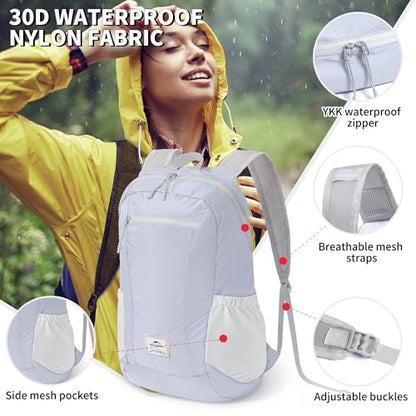 Naturehike 18L Lightweight Hiking Daypack, Waterproof Camping Packable Backpack Ultralight for Travel, Airplane, Adults - color: Lavender