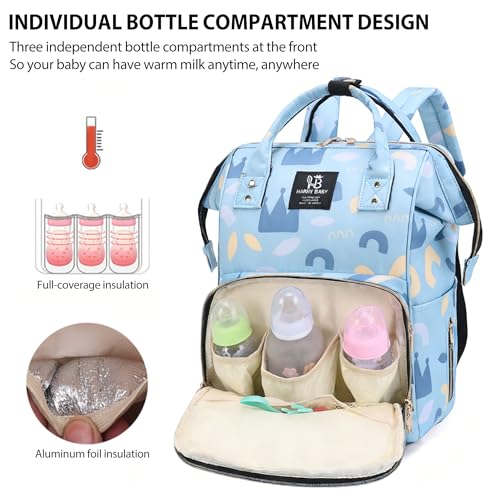 Diaper Bag Backpack for Moms Baby Essentials Travel Tote Nappy Changing Bag with Insulated Pockets,Multi-Waterproof Backpack (Blue) - color: Blue