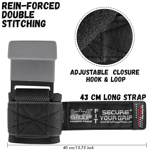 Weight Lifting Rod Hooks Heavy Duty Wrist Wraps Power Weight Lifting Training Gym Grips Straps Set of 2 - color: Gray, size: WOMEN-Wrist Size Small/Medium