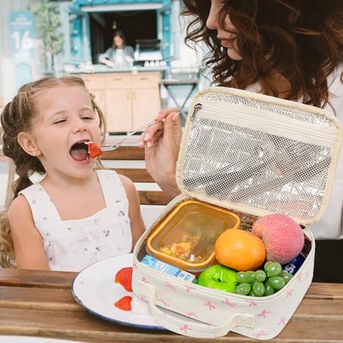 LEDAOU Lunch Box Kids Insulated Lunch Bag Girls Toddler Reusable Lunchbox for School Picnic Hiking (Pink Bow) - color: Pink Bow