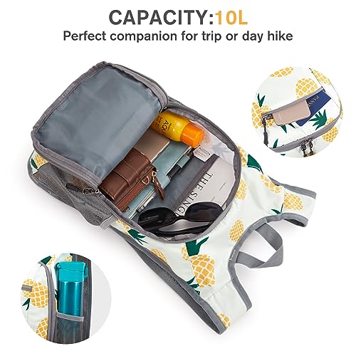G4Free 10L/15L Hiking Backpack Lightweight Packable Hiking Daypack Small Travel Outdoor Foldable Shoulder Bag - color: Yellow Pineapple, size: 10L