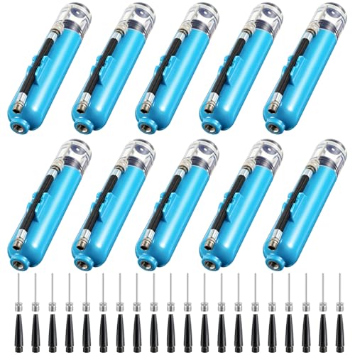 10 Pack Ball Pump with Needle - Sports Ball Pump Bulk, Dual Action Hand Air Inflator for Basketball Soccer Football Volleyball, Portable Inflator with Needles & Hose for Team School Gym Family - color: Blue