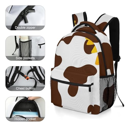 Women's Lightweight Bookbag Casual Travel Backpack Bag with Adjustable Strap Cow Print And Sunflower Daypack Bags for Travel Office College - color: Color(531)