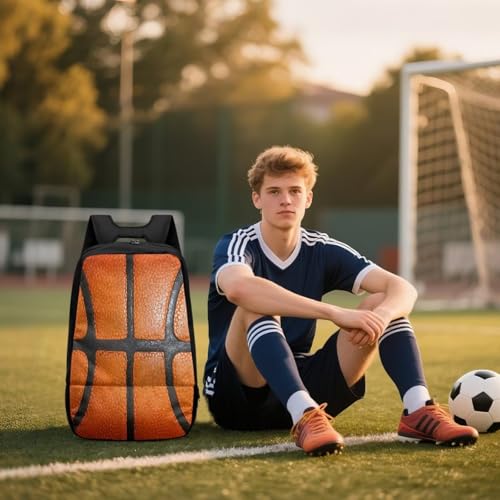 Basketball Backpack With Separate Ball Compartment And Shoes Fit Basketball Volleyball Football - color: Basketball Pattern