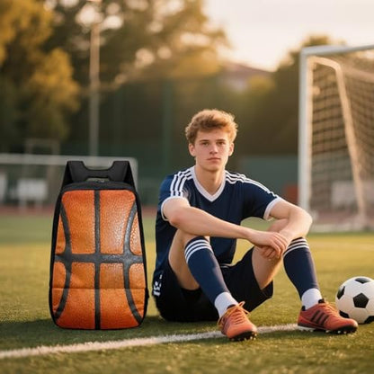 Basketball Backpack With Separate Ball Compartment And Shoes Fit Basketball Volleyball Football - color: Basketball Pattern