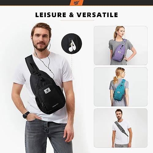 SKYSPER Sling Bag RFID Crossbody Sling Backpack Cross Body Shoulder Bag Travel Hiking Daypack for Women Men(Black) - color: Black