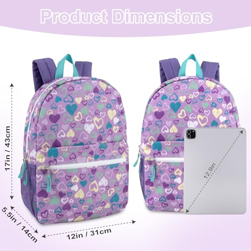 Trail maker 17 inch Backpack for Travel & Commute, Zippered Front & Mesh Side Pockets, Padded Straps - color: Heart Fiesta