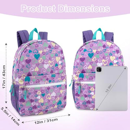 Trail maker 17 inch Backpack for Travel & Commute, Zippered Front & Mesh Side Pockets, Padded Straps - color: Heart Fiesta