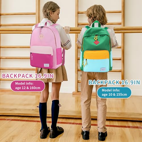 Chase Chic Kids Backpack for Girls - 17 inch School Backpacks for Toddler Fits 6 to 12 Years Old - Lightweight Water Resistant Preschool Bookbag for Travel Daycare (Green Light Blue) - color: Green&light Blue