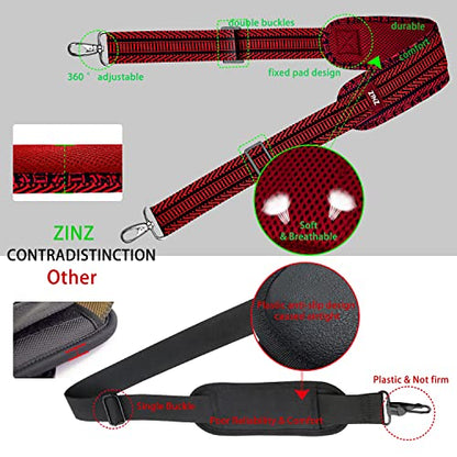 ZINZ 79 inch Shoulder Strap, Extra-thick Fixed Cushion Pad and Dual Clasps Universal Replacement Strap with Metal Swivel Hooks (200cm) (Black&Red Jacquard) - color: Black&red Jacquard