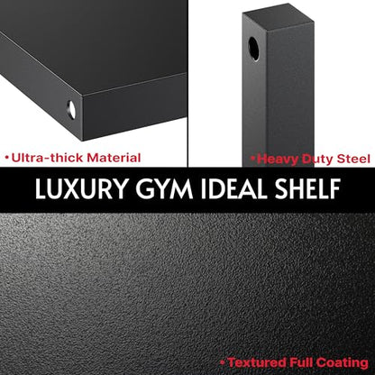 Home Gym Storage Shelf Stand Only, Adjustable Weight Rack for Dumbbells Plus Extra Upper Drawer, for Weight, Mat and Workout Equipment, Large Capacity Gym Organizer with 4-Tier, Easy-assembly
