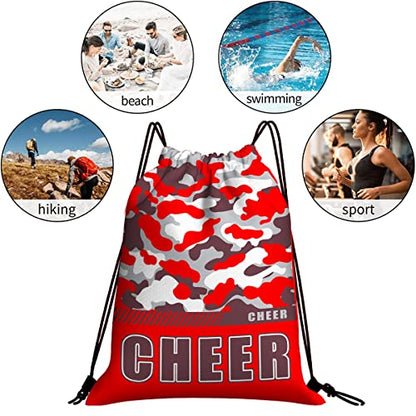 Drawstring Backpack Waterproof Gym Drawstring Bags Sports String Bag Camo Sackpack-Red Cheer Drawstring Bag - color: Cheer Drawstring Bags-camo Red