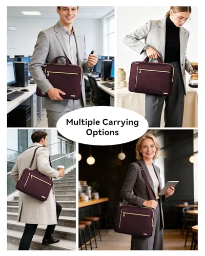 Laptop Case Bag Women Men Computer Sleeve Compatible with MacBook/Dell/HP/Acer/ASUS/LG, Waterproof Shoulder Carrying Briefcase, Red, 15.6-16 Inch - color: Wine Red, size: 15.6 inch
