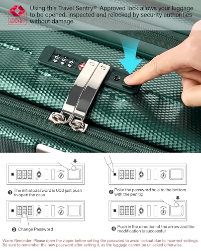 Hanke Top Opening Carry-On - Expandable 16 Inch Airline Approved Spinner | Easy-access top opening,360° spinner wheels,lightweight expandable hardshell, fits overhead bins,for overnight business trips - color: Blackish Green, size: 16 Inch Expandable