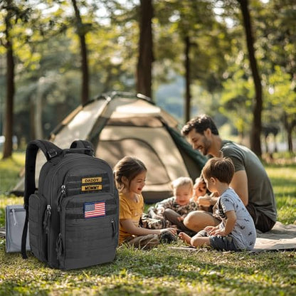 SHARKMOUTH Dad Diaper Bag Military - Large Baby Diaper Backpack with Changing Pad for Travel Camping Trips Park - Newborn Baby Shower Gifts Black - color: Black W/ Changing Pad