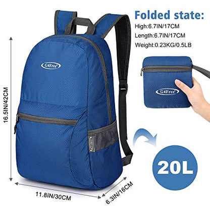 G4Free 20L Lightweight Packable Backpack Travel Hiking Daypack Foldable Backpack for Men Women - color: B-teal