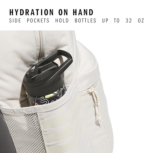adidas Classic 3-Stripe Backpack for Laptop, School and Travel, 28L - color: Alumina Beige/Grey Four/5.0
