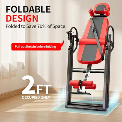 Inversion Table, Back Stretcher Machine for Back Pain Relief, Back Decompression, Hang Upside Down Back Stretcher, Lumbar Support, Easy to Assemble, Heavy Duty Up to 300LBS with Wider Backrest