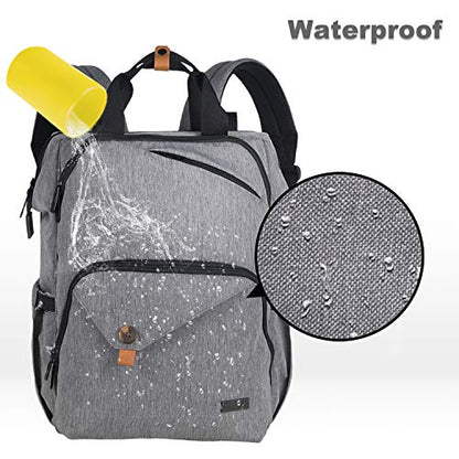 Hap Tim Diaper Bag Backpack,Large Capacity Travel Back Pack Maternity Baby Nappy Changing Bags, Double Compartments with Stroller Straps,Waterproof,Grey (US7340-G) - color: Grey
