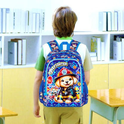 16" Boys Backpack, 3Pcs Dog Bookbag with Lunch Box, Kids School Backpacks Set for Elementary Preschool Kindergarten(Blue) - color: Dog Blue