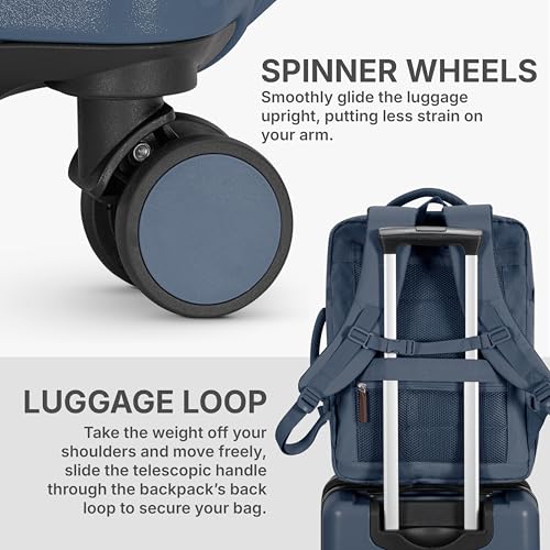 U.S. Traveler Vista Way 3-Piece Travel Set, 21-Inch Carry-on Hardside with TSA Lock, 18-Inch Travel Backpack with Laptop Sleeve, Toiletry Bag, Navy - color: Navy