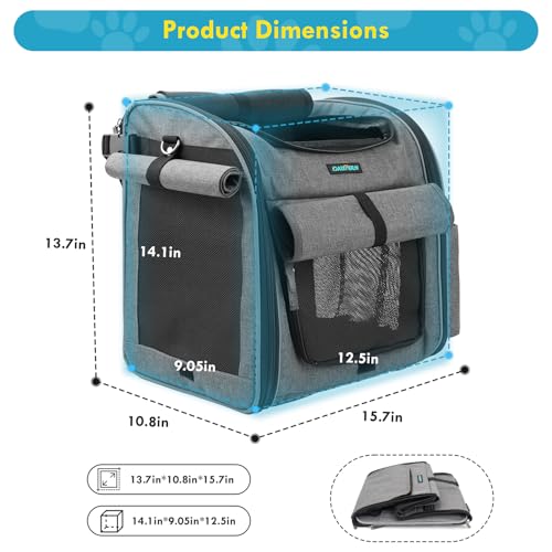 Dog Front Bike Basket 4-in-1 Pet Carrier Backpack & Car Seat, 22lbs Load, Stable L-Shaped Mount for E-Bikes (Display <3.15"), Reflective Waterproof Folding Bicycle Bag for Small Medium Dogs